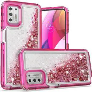Atomic Quicksand Glitter Waterfall Hybrid Case for Motorola Moto G Stylus 2021 - Hot Pink