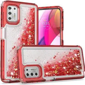 Atomic Quicksand Glitter Waterfall Hybrid Case for Motorola Moto G Stylus 2021 - Red