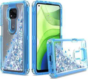 Atomic Quicksand Glitter Waterfall Hybrid Case for Motorola Moto G Power 2021 - Blue