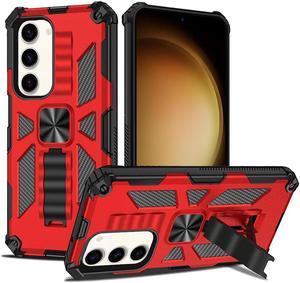 Military Grade Tough Ultra Rugged Hybrid Case with Kickstand for Samsung Galaxy S23 - Red
