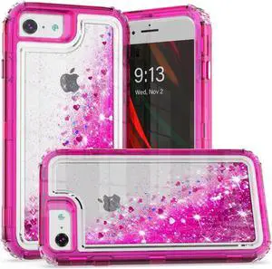 Atomic Quicksand Glitter Waterfall Hybrid Case for iPhone SE (3rd gen & 2nd gen) and iPhone 8/7/6S/6 - Hot Pink