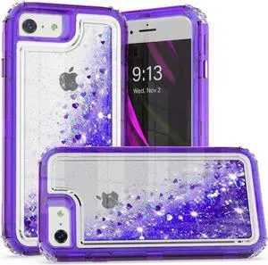 Atomic Quicksand Glitter Waterfall Hybrid Case for iPhone SE (3rd gen & 2nd gen) and iPhone 8/7/6S/6 - Purple