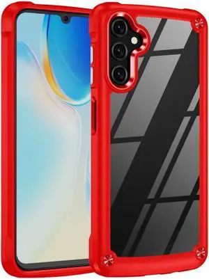 Tough Shield Snap-on Transparent Case for Samsung Galaxy A14 5G - Red