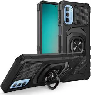 Robotic Series Dual Layer Hybrid Case with Ring Holder for Motorola Moto G Stylus 4G 2022 - Black