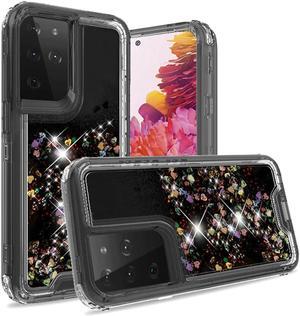 Atomic Quicksand Glitter Waterfall Hybrid Case for Samsung Galaxy S21 Ultra 5G - Black