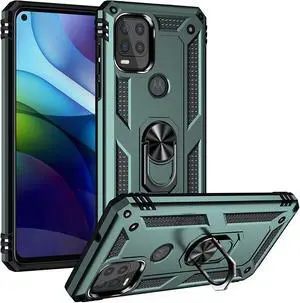 Military Grade Finger Loop Case with 360° Rotating Ring Holder Kickstand for Motorola Moto G Stylus 5G 2021 - Army Green