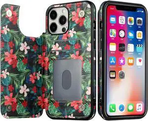 Flower Series Stow Wallet Leather Hybrid Case for iPhone 14 Pro Max - Blossom