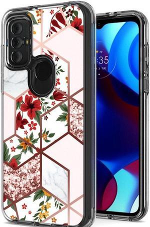 Marble Series Dual Layer Designer Case for Motorola Moto G Pure / Moto G Power 2022 - Pink Floral