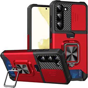 Military Grade All-In-One Ring Stand Card Case for Samsung Galaxy S23 - Red
