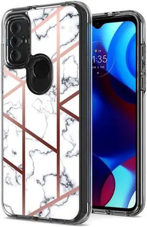 Marble Series Dual Layer Designer Case for Motorola Moto G Pure / Moto G Power 2022 - White