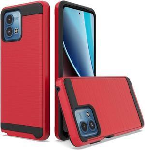 Brushed Textured Hybrid Armor Case for Motorola Moto G Stylus 5G 2023 - Red