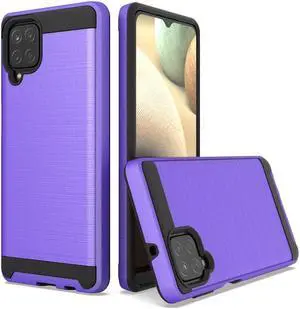 Brushed Textured Hybrid Armor Case for Samsung Galaxy A12  Purple