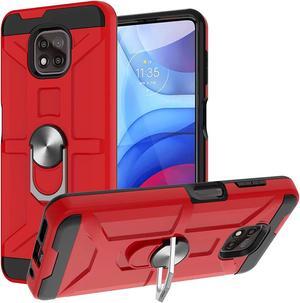 Dynamic Dual Layer Hybrid Case with Ring Stent Finger Loop for Motorola Moto G Power 2021 - Red