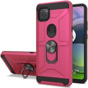 Dynamic Dual Layer Hybrid Case with Ring Stent Finger Loop for Motorola One 5G Ace - Hot Pink