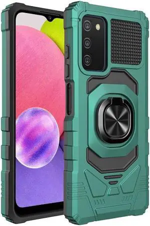 Robotic Series Dual Layer Hybrid Case with Ring Holder for Samsung Galaxy A03s  Green