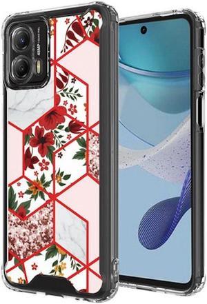 Marble Series Dual Layer Designer Case for Motorola Moto G 5G 2023 - Pink Floral
