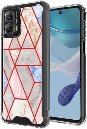 Marble Series Dual Layer Designer Case for Motorola Moto G 5G 2023 - Pink Grey