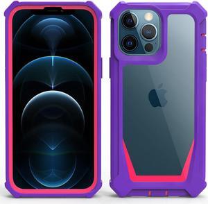 Military Grade Transparent Hybrid Case for iPhone 14 - Purple Hot Pink