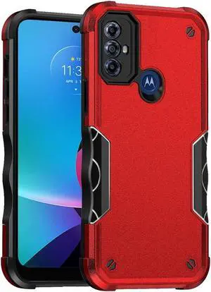 Military Grade Shockproof Hybrid Armor Case for Motorola Moto G Play 2023 - Red