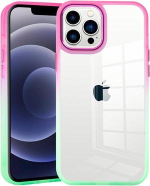 Gradient Series Optical Grade Acrylic Transparent Case for iPhone 14 Pro - Hot Pink Green