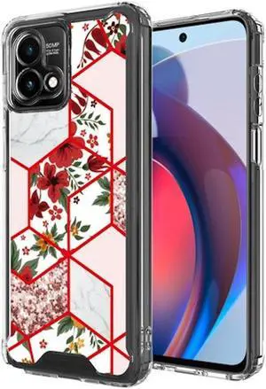Marble Series Dual Layer Designer Case for Motorola Moto G Stylus 5G 2023 - Pink Floral