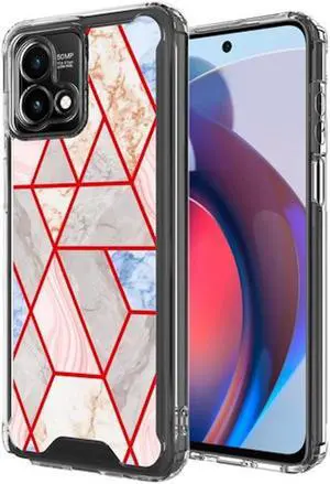 Marble Series Dual Layer Designer Case for Motorola Moto G Stylus 5G 2023 - Pink Grey