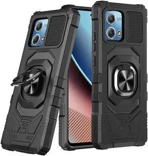 Robotic Series Dual Layer Hybrid Case with Ring Grip for Motorola Moto G Stylus 5G 2023 - Black