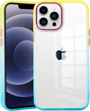 Gradient Series Optical Grade Acrylic Transparent Case for iPhone 14 Pro Max - Yellow Blue
