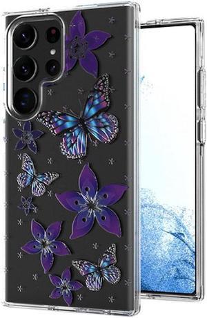 Butterfly Series Dual Layer Transparent Hybrid Case for Samsung Galaxy S23 Ultra - Purple