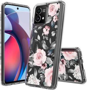 Tough Shield Snap-on Transparent Case for Motorola Moto G Stylus 5G 2023 - Pink Roses