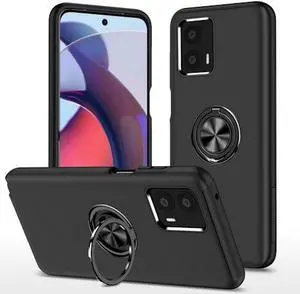 360 Rotating Ring Grip Hybrid Case for Motorola Moto G 5G 2023 - Black