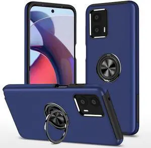 360 Rotating Ring Grip Hybrid Case for Motorola Moto G 5G 2023 - Blue
