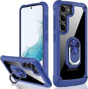 Tough Shield Snap-on Transparent Case with Ring Grip for Samsung Galaxy S23 - Blue