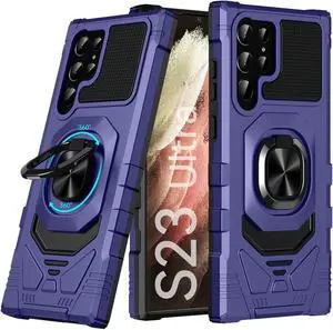 Robotic Series Hybrid Case with Ring Grip for Samsung Galaxy S23 Ultra - Purple