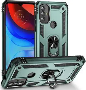 Military Grade Hybrid Case with Ring Grip for Motorola Moto G Play 2023 - Green