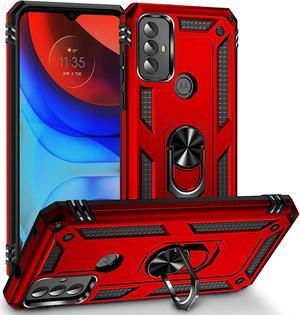Military Grade Hybrid Case with Ring Grip for Motorola Moto G Play 2023 - Red