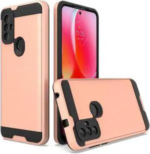Brushed Metal  Textured Hybrid Case for Motorola Moto G Play 2023 - Rose Gold
