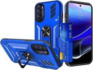 Tough Ring Holder Case with Card Slot for Motorola Moto G Stylus 5G 2022 - Blue