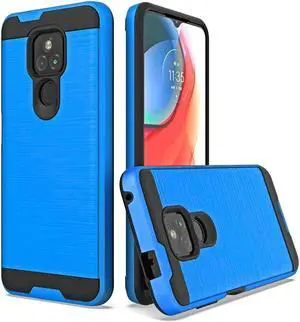 Brushed Textured Hybrid Armor Case for Motorola Moto G Play 2021 - Blue
