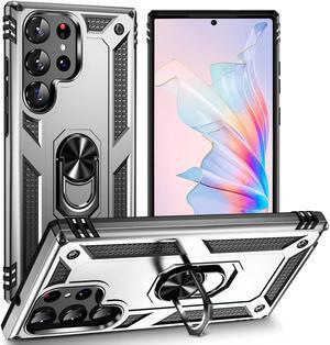 Military Grade Hybrid Case with Ring Grip for Samsung Galaxy S23 Ultra - Silver