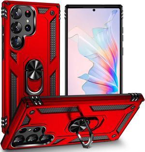 Military Grade Hybrid Case with Ring Grip for Samsung Galaxy S23 Ultra - Red