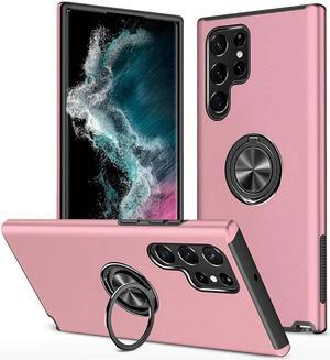 360 Rotating Ring Grip Hybrid Case for Samsung Galaxy S23 Ultra - Pink