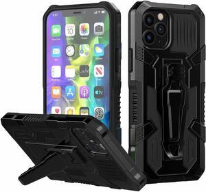 Military Grade Hybrid Armor Case with Integrated Belt Clip and Kickstand for iPhone 14 - Black