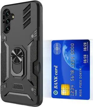 Tough Ring Holder Case with Card Slot for Samsung Galaxy A13 5G - Black