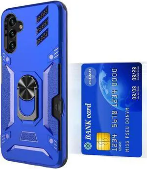 Tough Ring Holder Case with Card Slot for Samsung Galaxy A13 5G - Blue