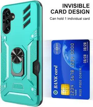 Tough Ring Holder Case with Card Slot for Samsung Galaxy A13 5G - Teal