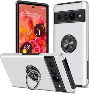 360 Rotating Ring Grip Hybrid Case for Google Pixel 7 Pro - Silver