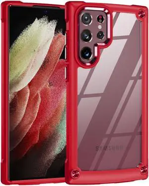 Tough Shield Snap-on Transparent Case for Samsung Galaxy S23 Ultra - Red