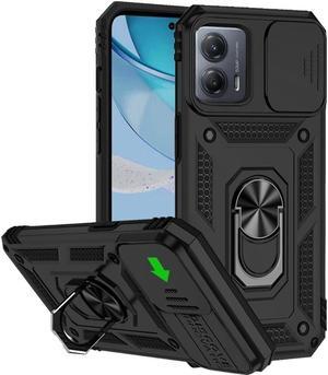 Military Grade Hybrid Case with Ring Grip and Camera Lens Protector for Motorola Moto G 5G 2023 - Black