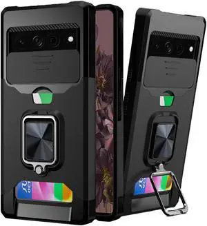 Military Grade All-In-One Ring Stand Card Case for Google Pixel 7 Pro - Black